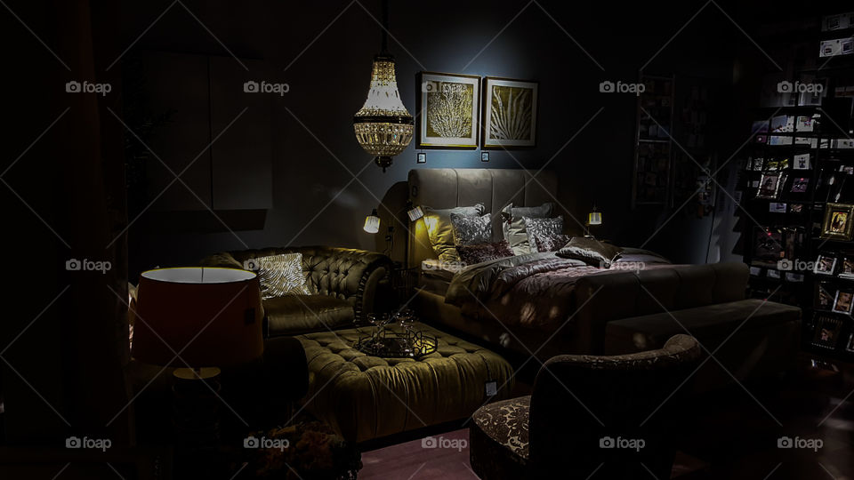 The bed room in the dark