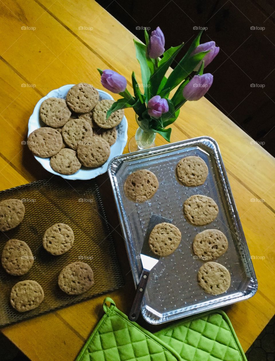 Delicious freshly baked homemade cookies. Warm homemade cookies just coming out of the oven.