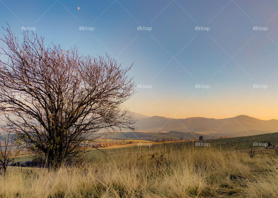 Sunset over the hills