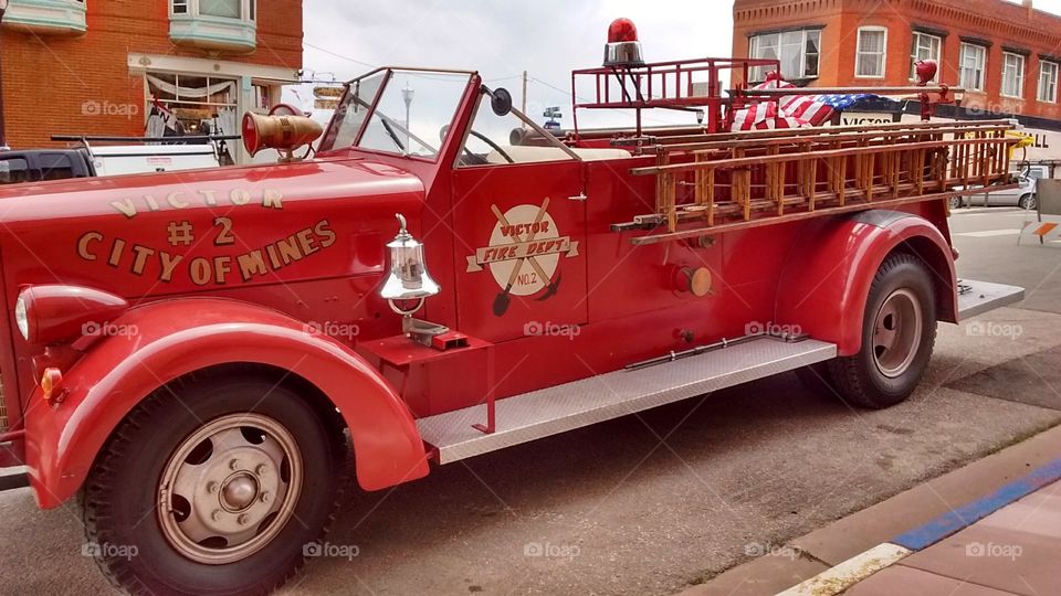 antique fire truck Victor Colorado