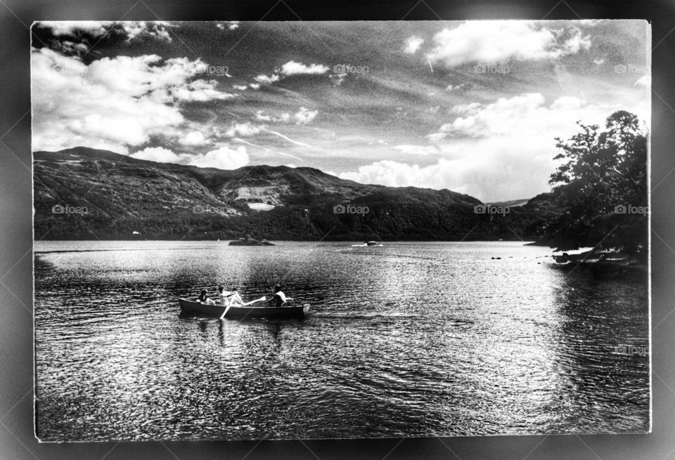 Rowing boat. Lake