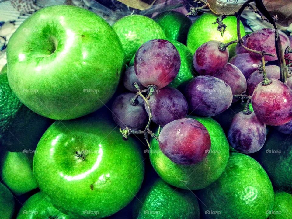 Apple, grapes, fruits, green