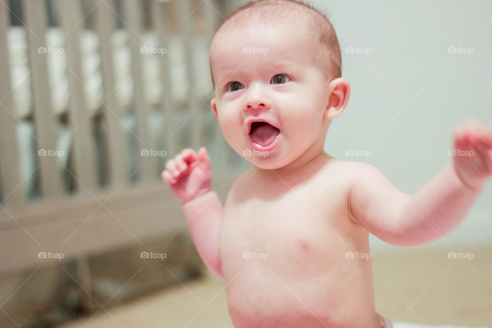 Close-up of a excited baby