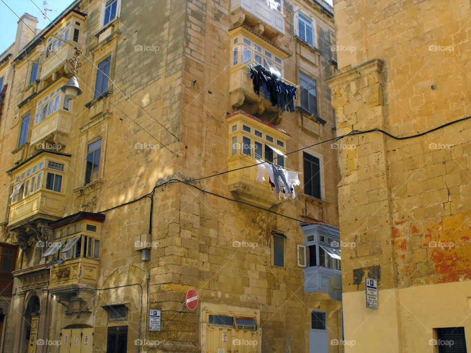 Drying laundry on the streets of Valletta, Malta