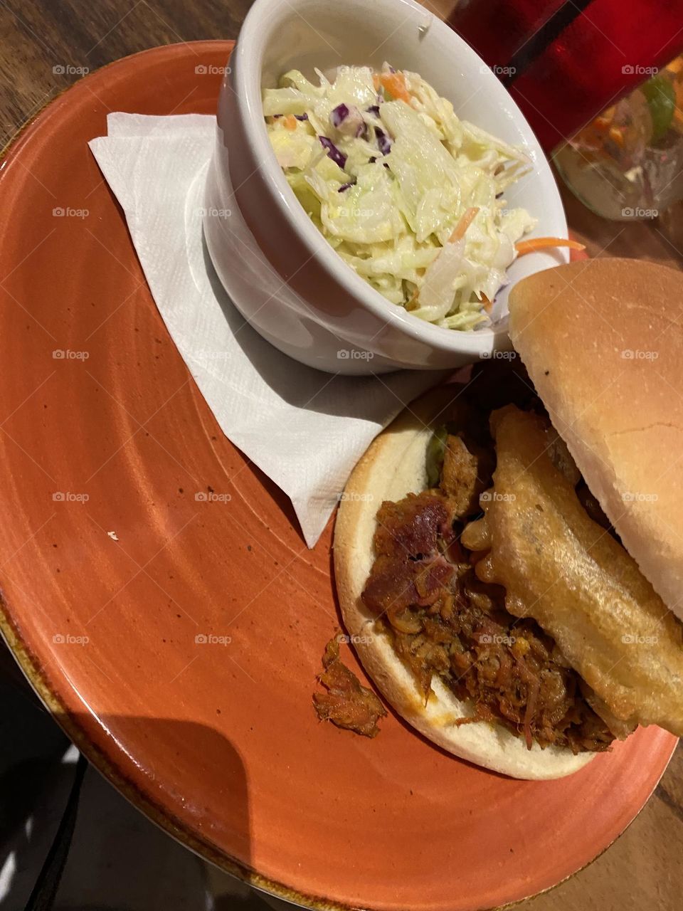 BBQ pulled pork sandwich with coleslaw from Bear Paw’s in Anchorage, Alaska