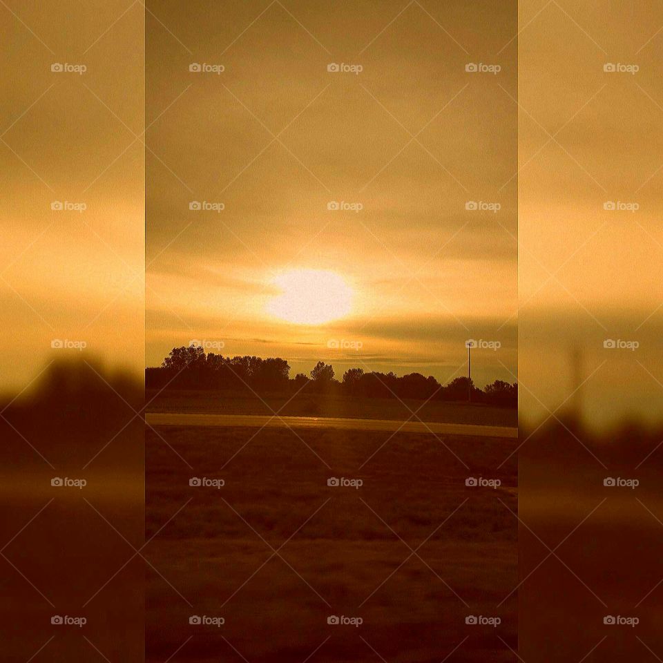 Golden Hour Focused Landscape. Cloudy sunshine piece reflecting the time of the golden hour. Color explosion effects used