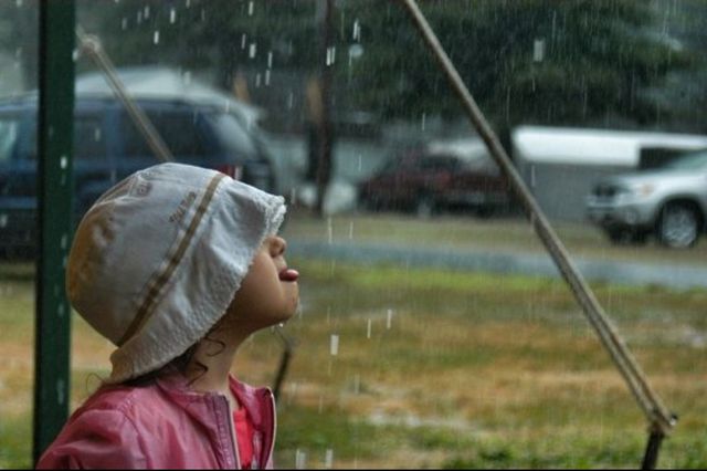 Catching rain drops