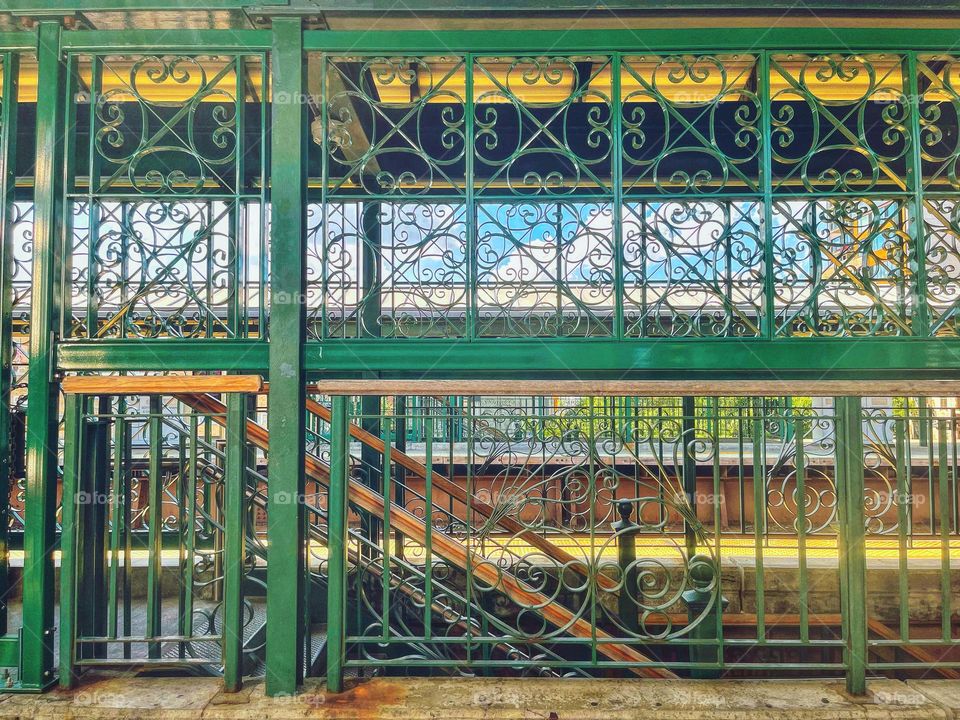 Ironwork at a train station in Harlem, NY