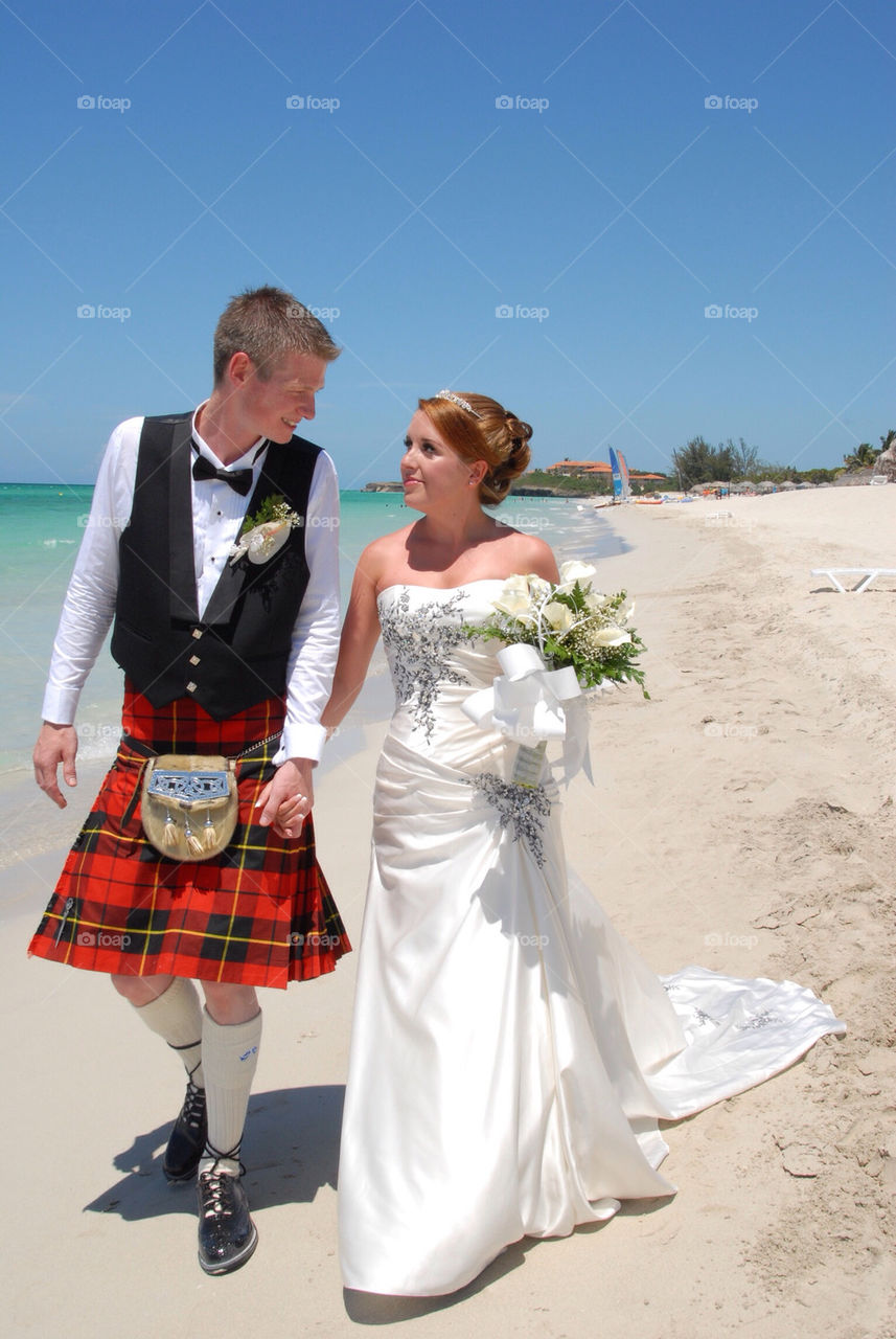 Kilted beach wedding