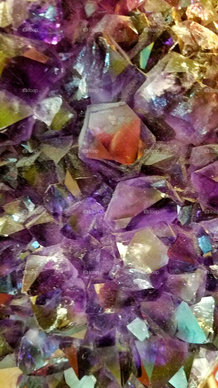 Purple Amethyst crystal cluster geode closeup