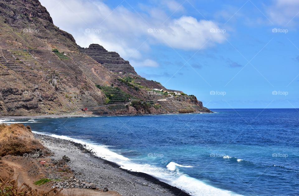 hermigua beach on la gomera canary island in Spain