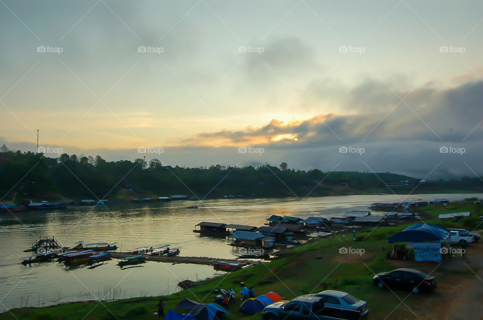 The beauty of Khao Laem reservoir in Kanchanaburi , Thailand.