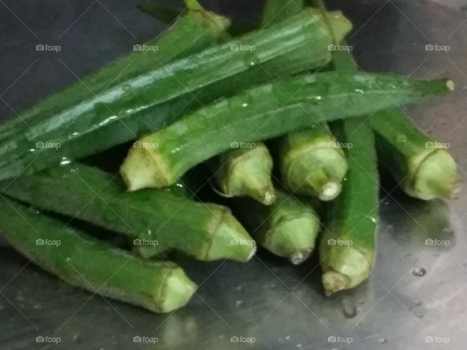 Green fresh Lady Finger vegitables