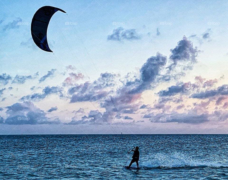 Parasailing at sunset in Key West, Florida.