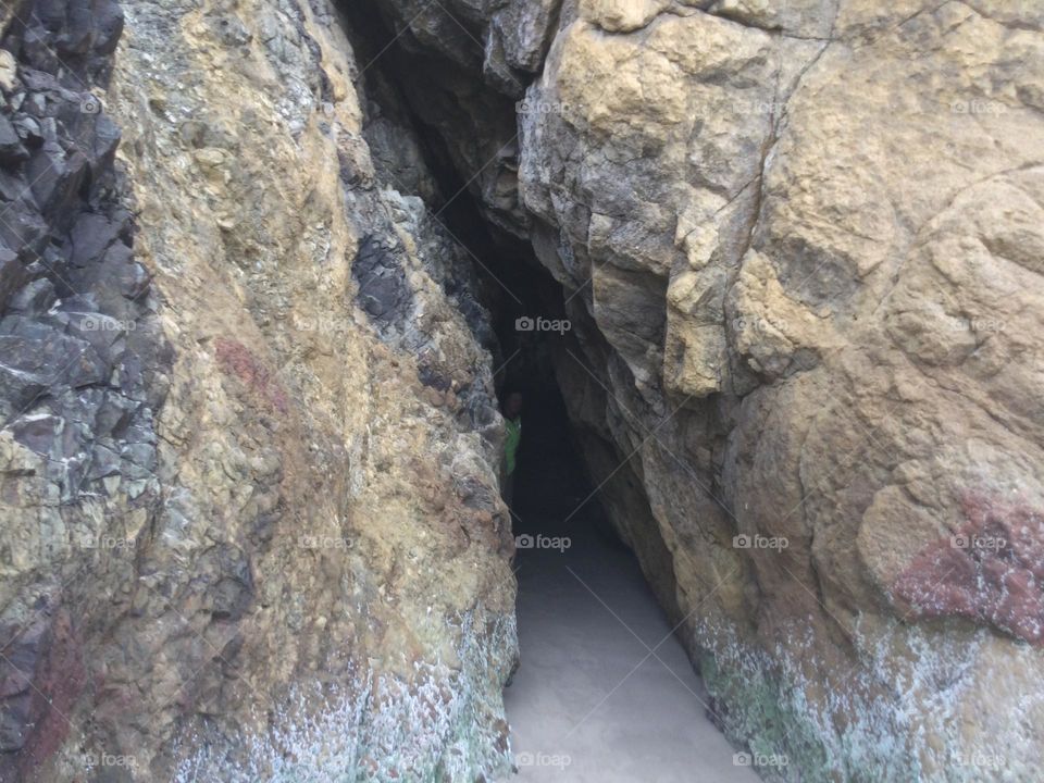 Cave inside the Rock Formations at Hug Point in Oregon 