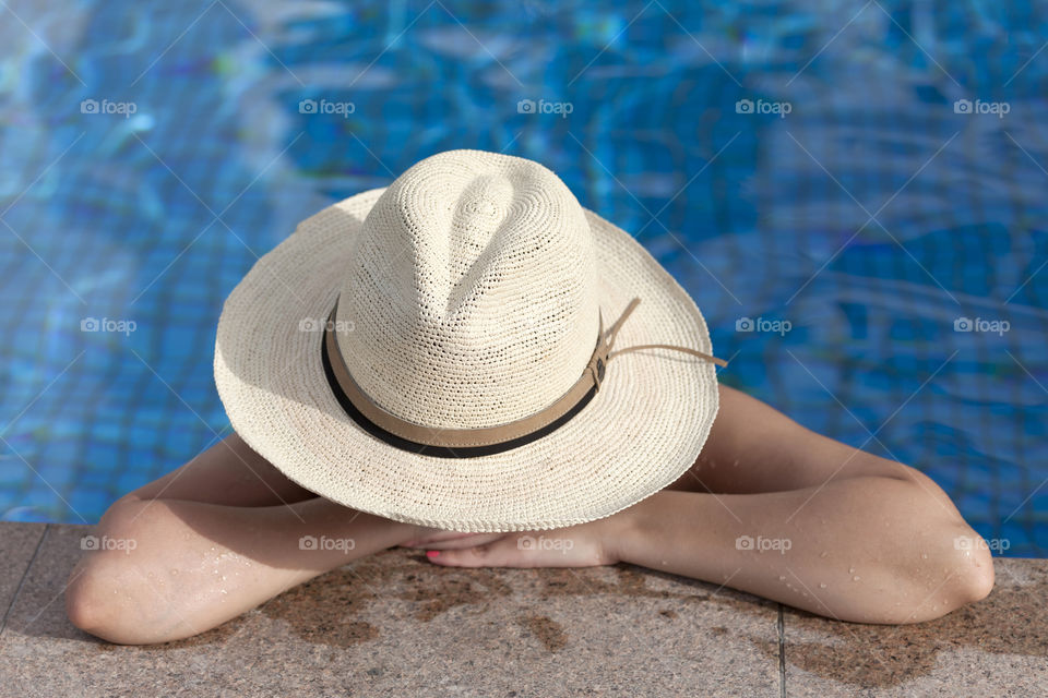 High angle view of woman in hat 