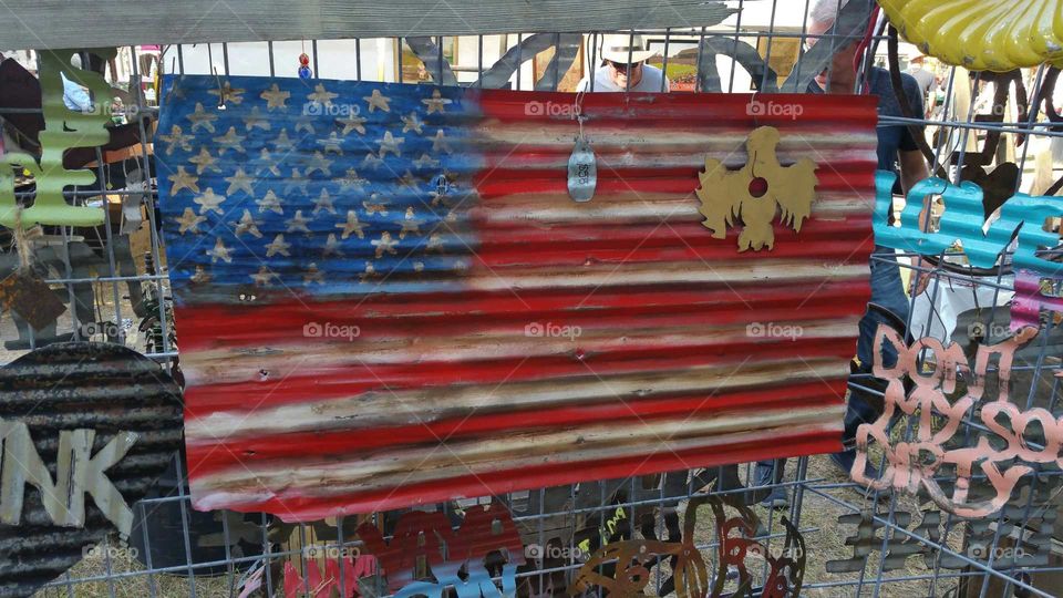 American flag painted on metal