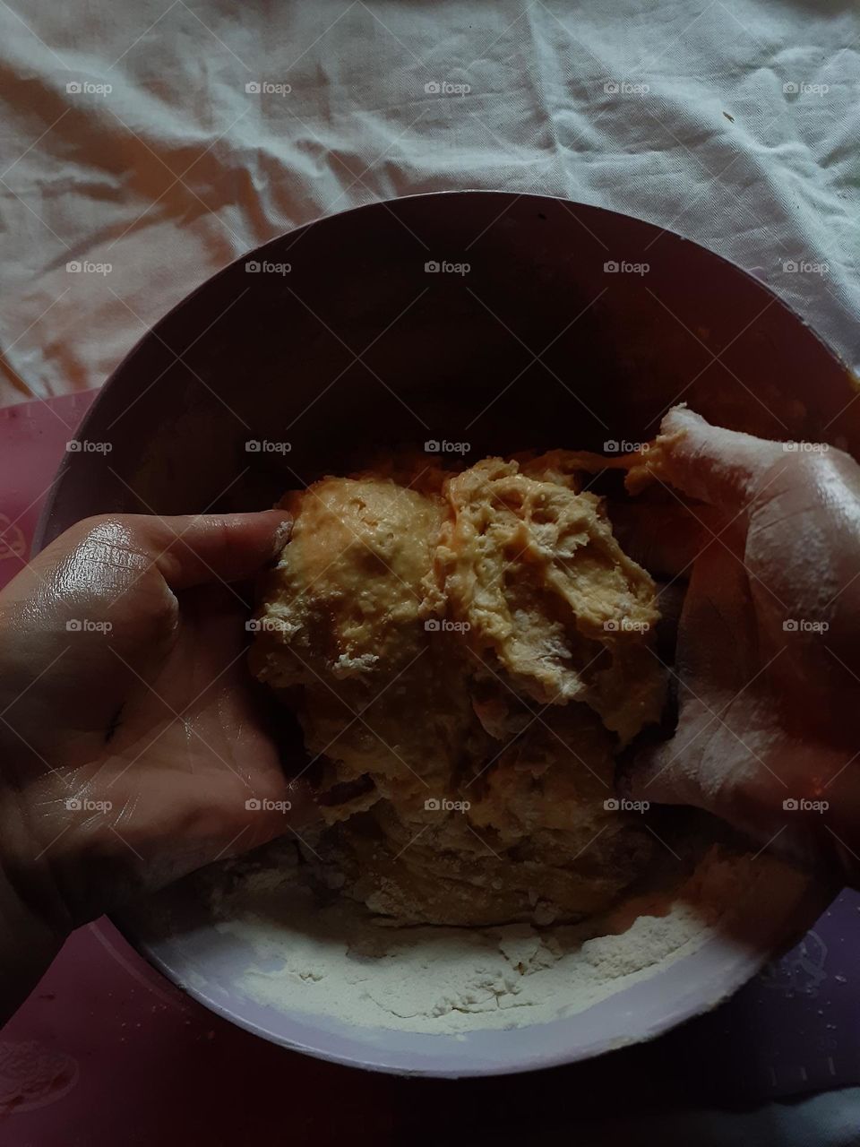 Macro photo of making homemade yeast bread