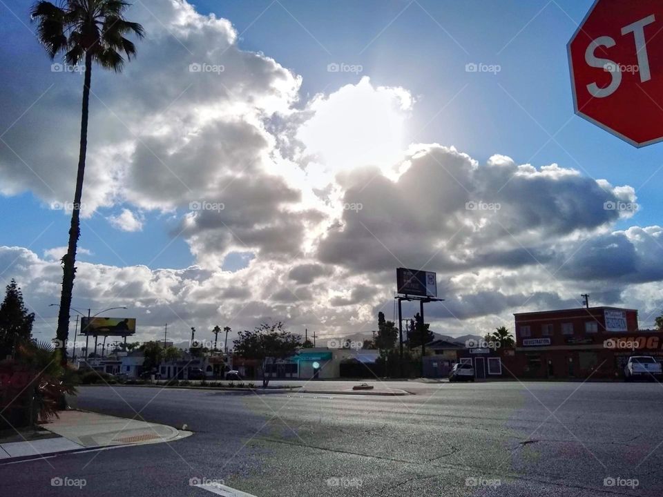 Early morning out on the Boulevard - El Cajon Boulevard, in El Cajon. A stormy night giving way to a sunny morning!
