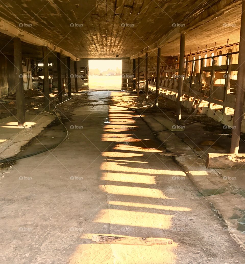 Sun shining in old stalls