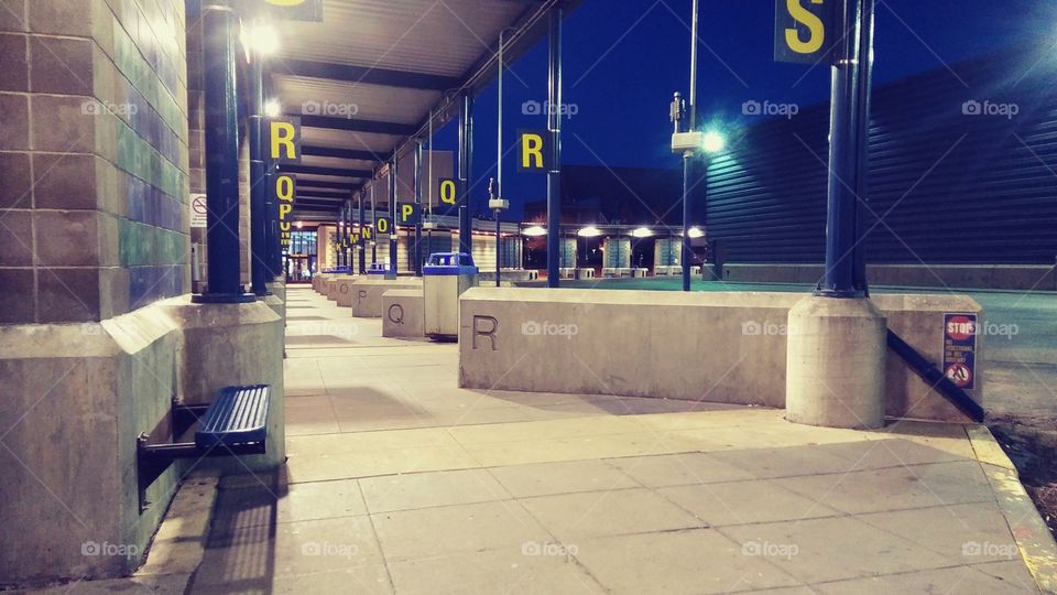 Early morning at the bus depot in Rockford,IL