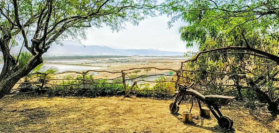 Observation deck with picturesque views on the border with Jordan. Israel, September, 2019.