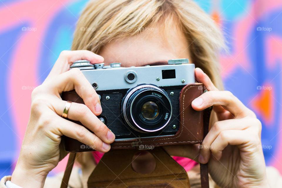 girl with retro camera