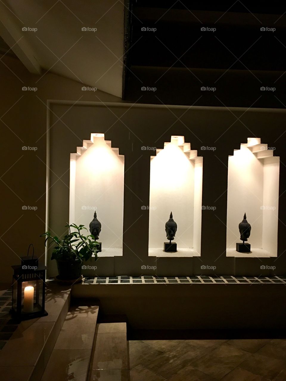 Wall with Buddhist decor