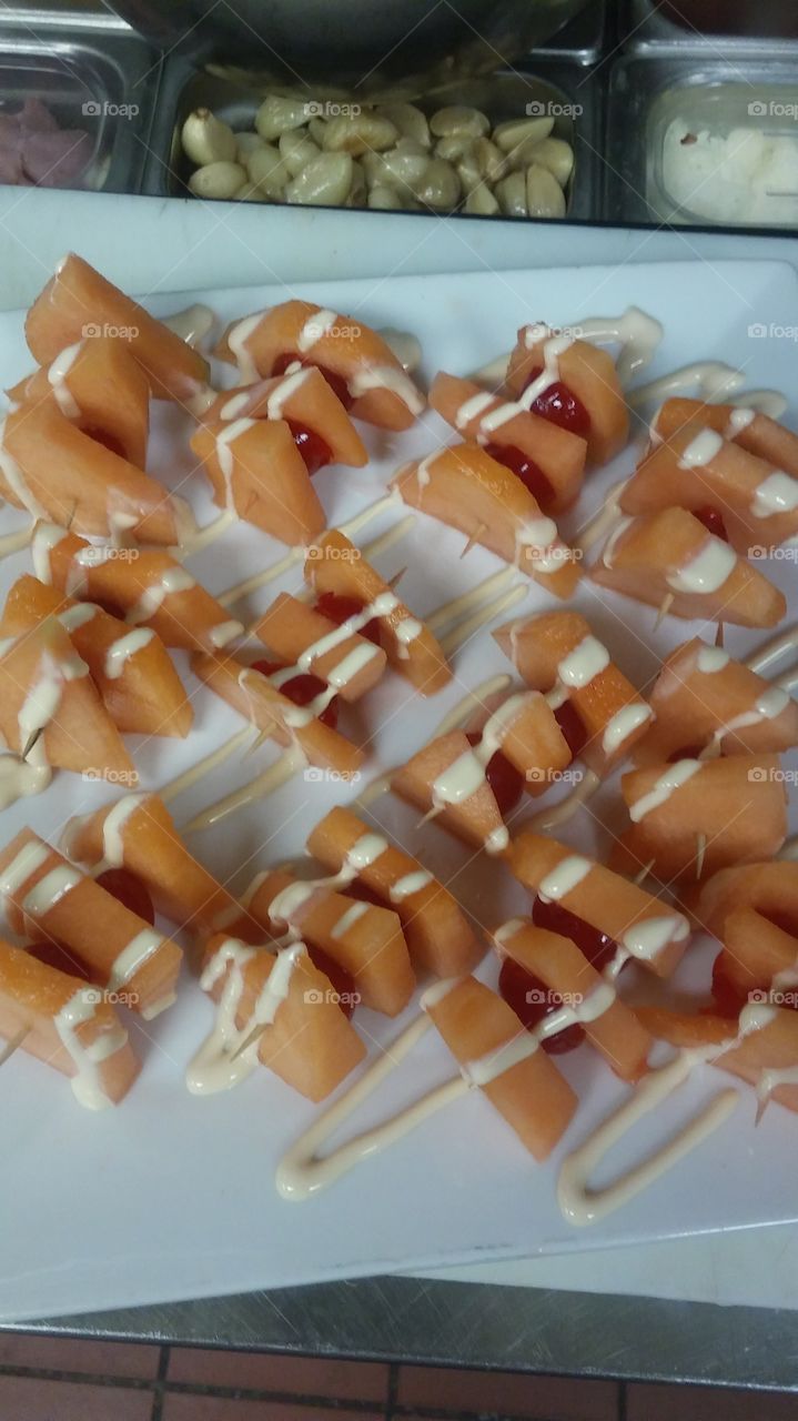 cantaloupe and cherries