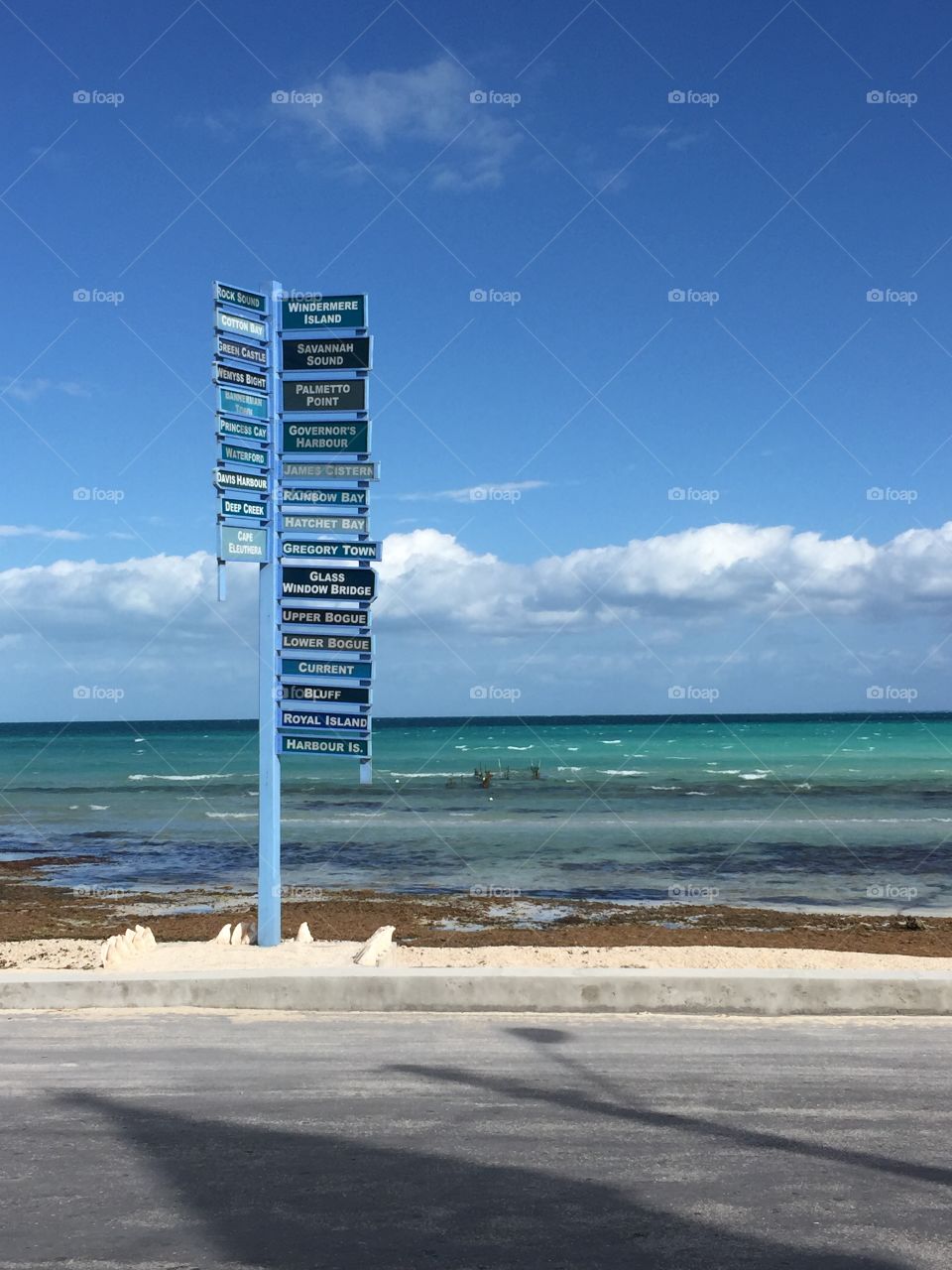 Road sign in Eleuthera, Bahamas.