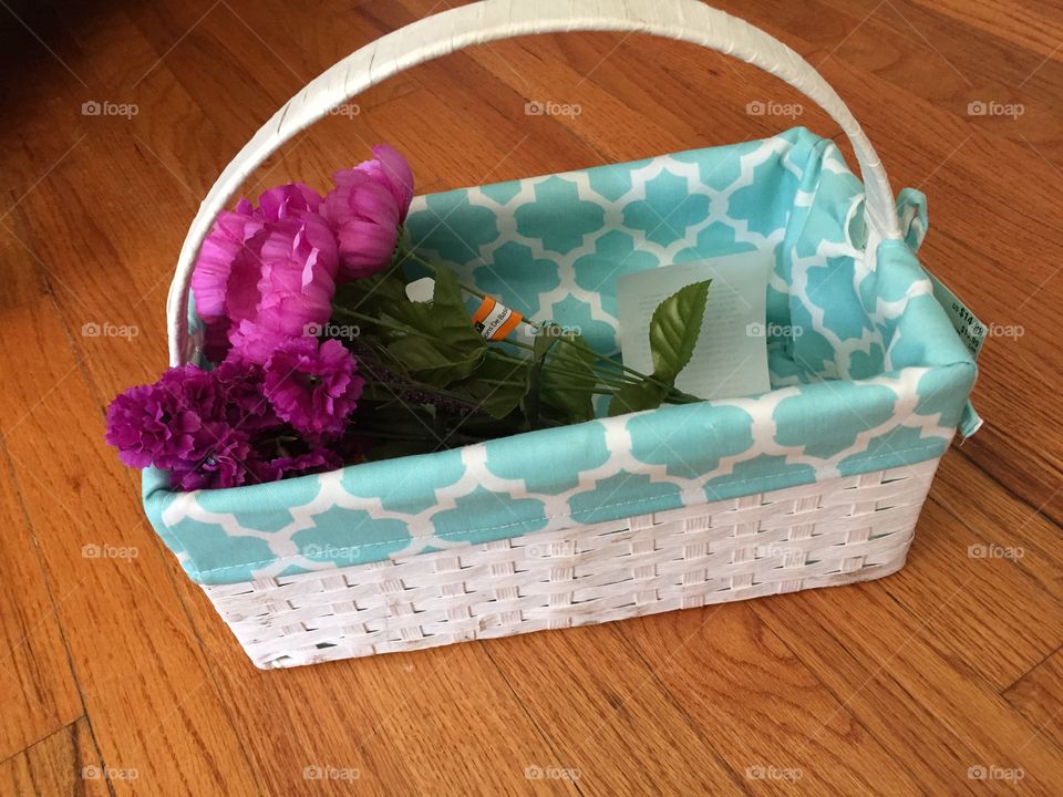 Purple Flowers in Basket
