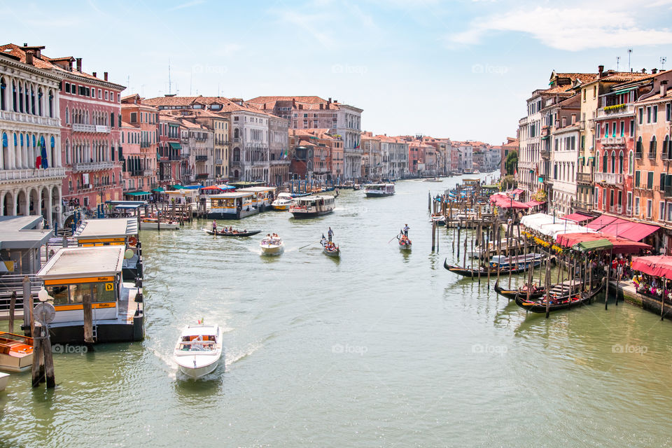 Gondola Rides At Grand Canal In Venice, Italy
