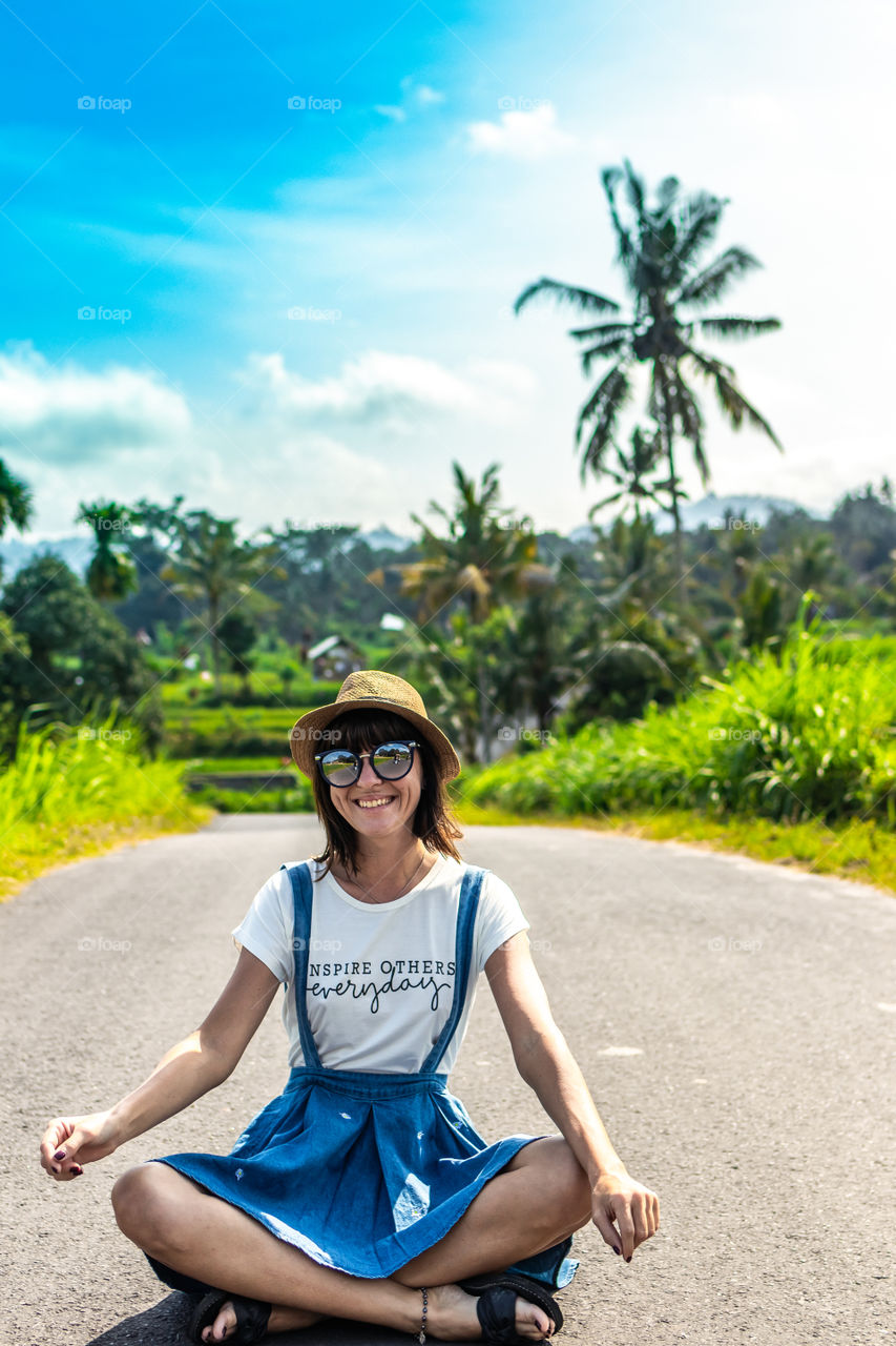 Girl explores Bali island.