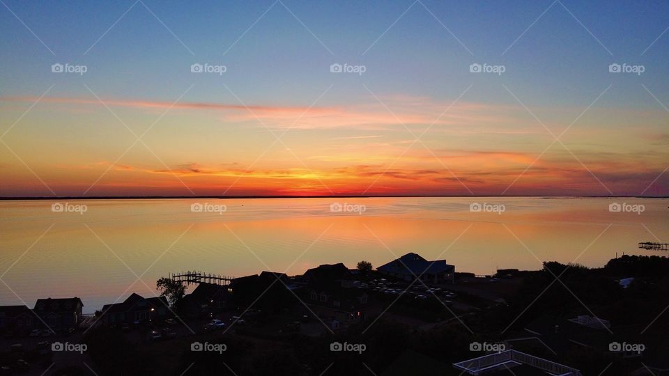 Incredible Sunset over The Sound in Duck, NC Outer Banks taken by Aerial Pointe Drone 
