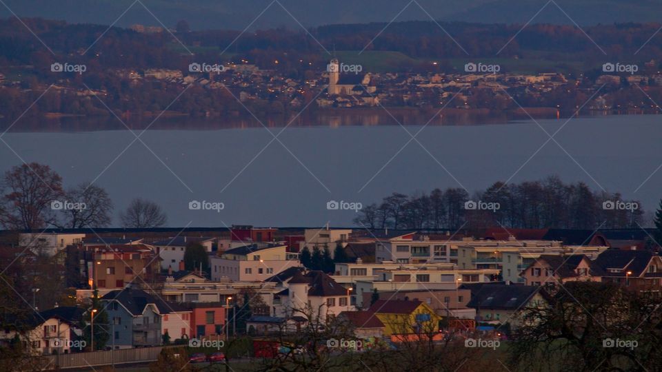Sunset at lake sempach