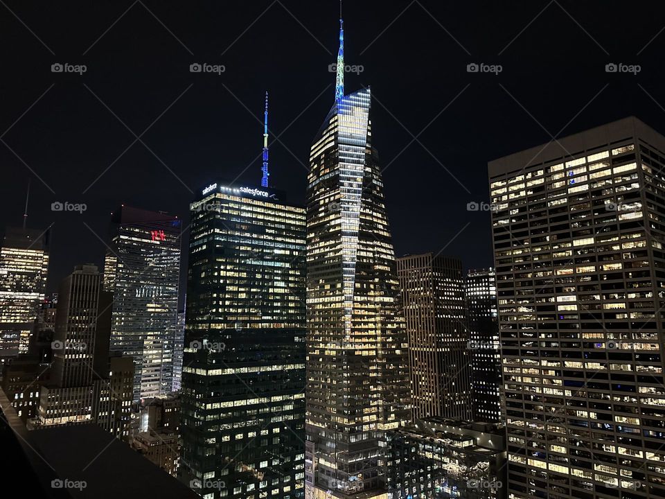 Skyscrapers at night