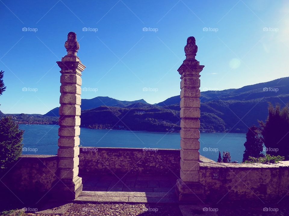 A wonderful view from the Church of Santa Maria del Sasso, Morcote. Ticino, Switzerland 