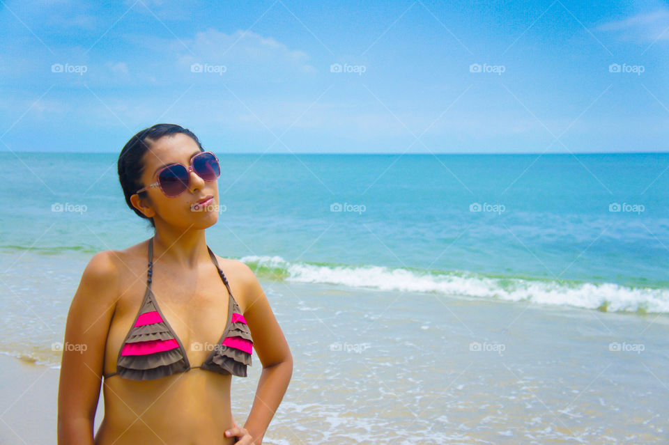 beach ocean sky girl by kbuntu