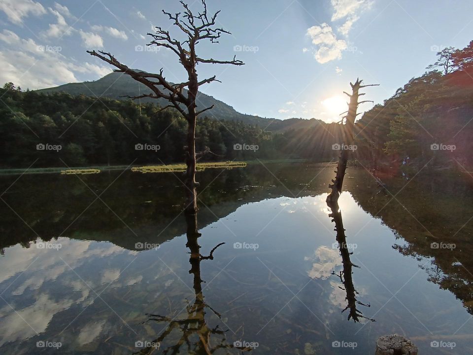 atardecer en el lago