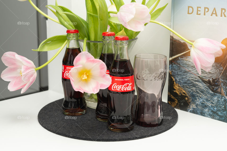 Coca Cola and tulips