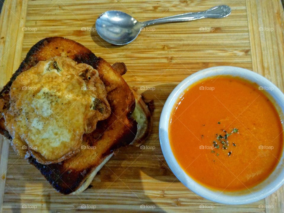 Grilled Cheese Sandwich And Tomato Soup
