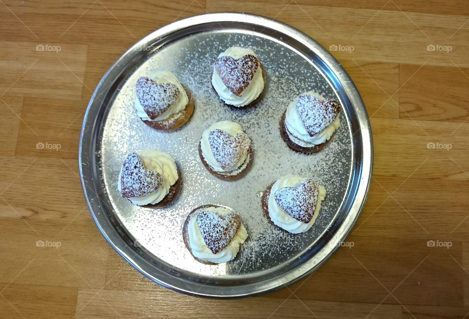 swedish cream buns on a plate