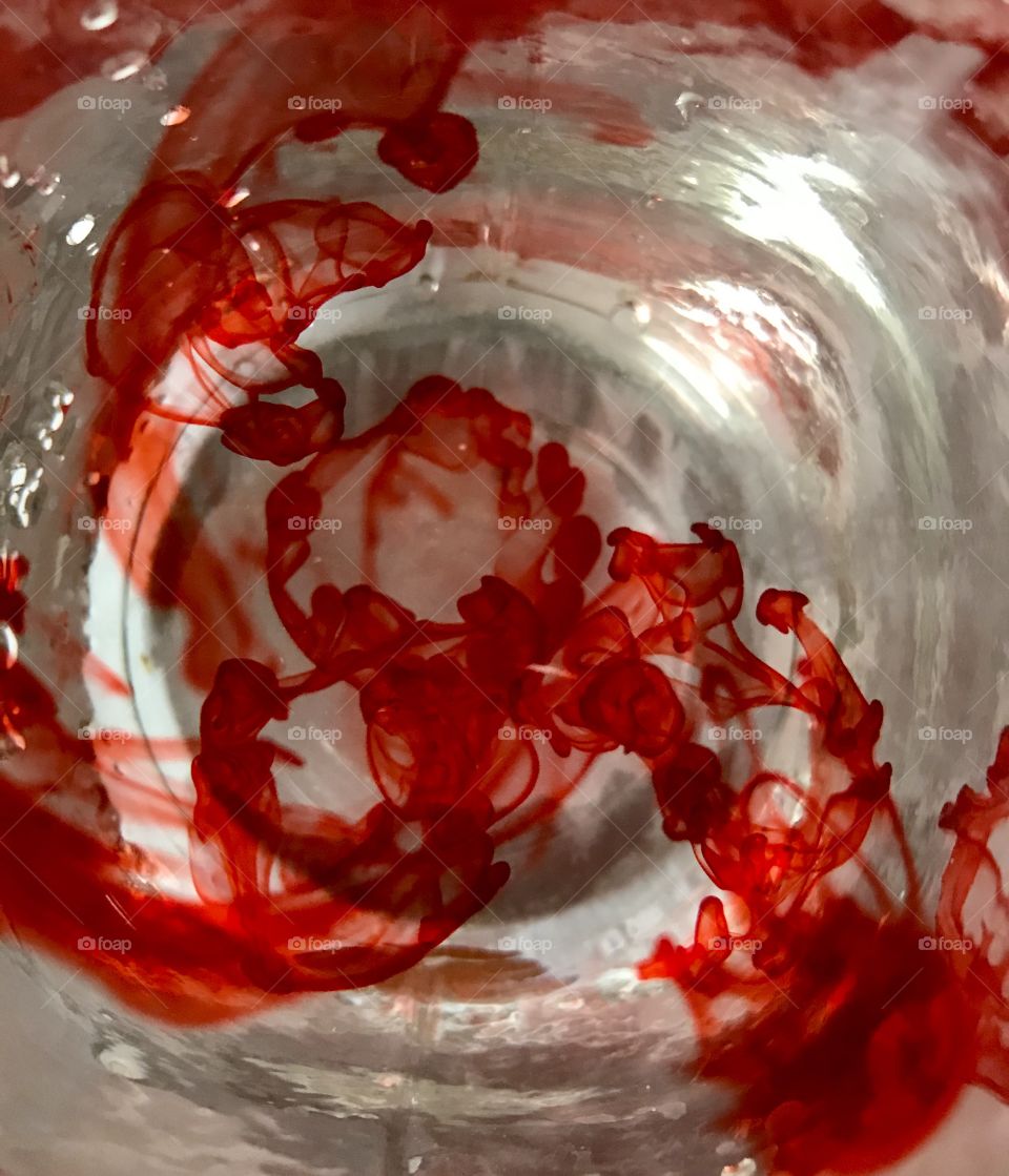 Red dye in water