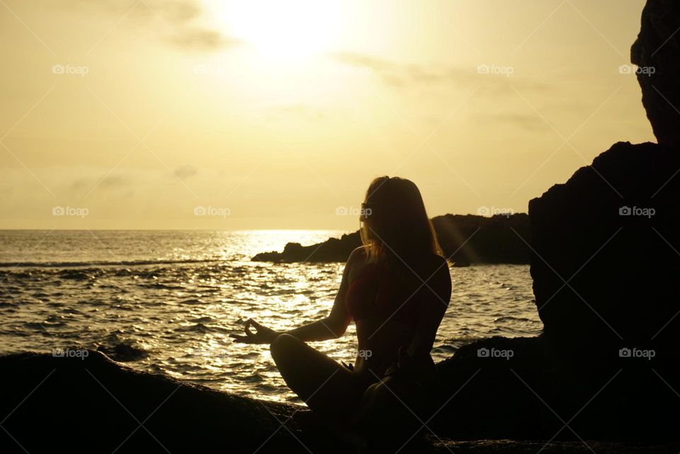 Sunrise#sea#rock#human#yoga#relax