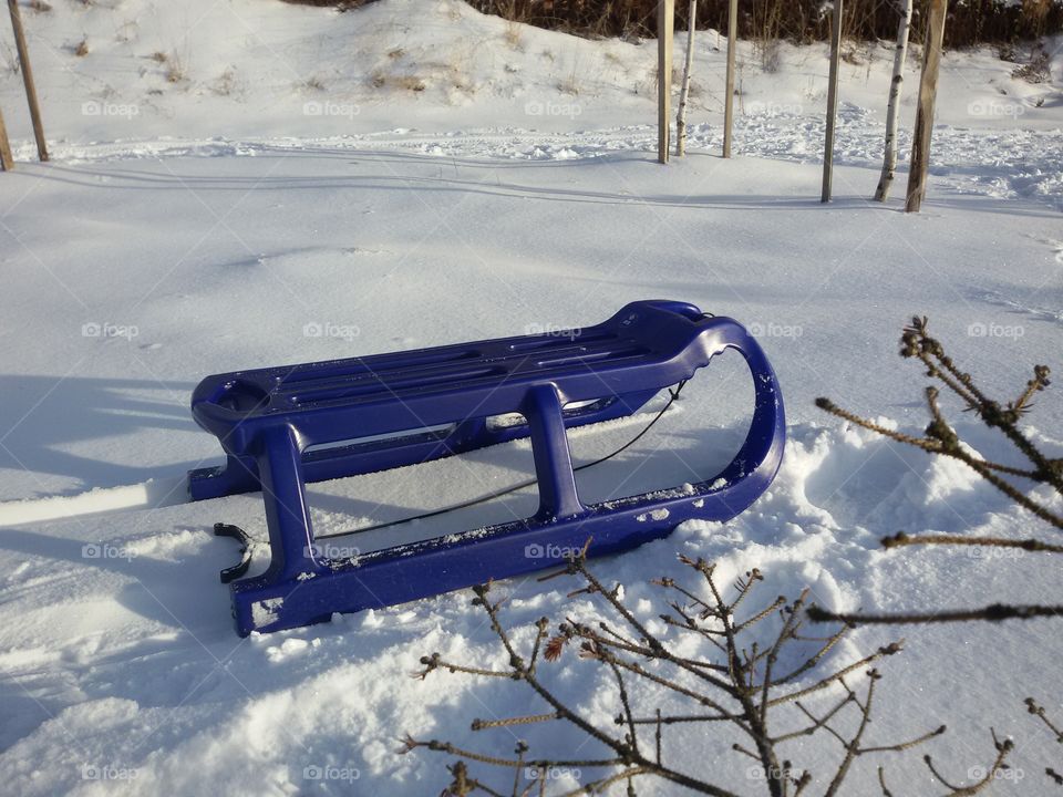 snow sledge on a mountain