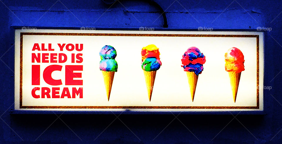 Colorful ice cream sign.