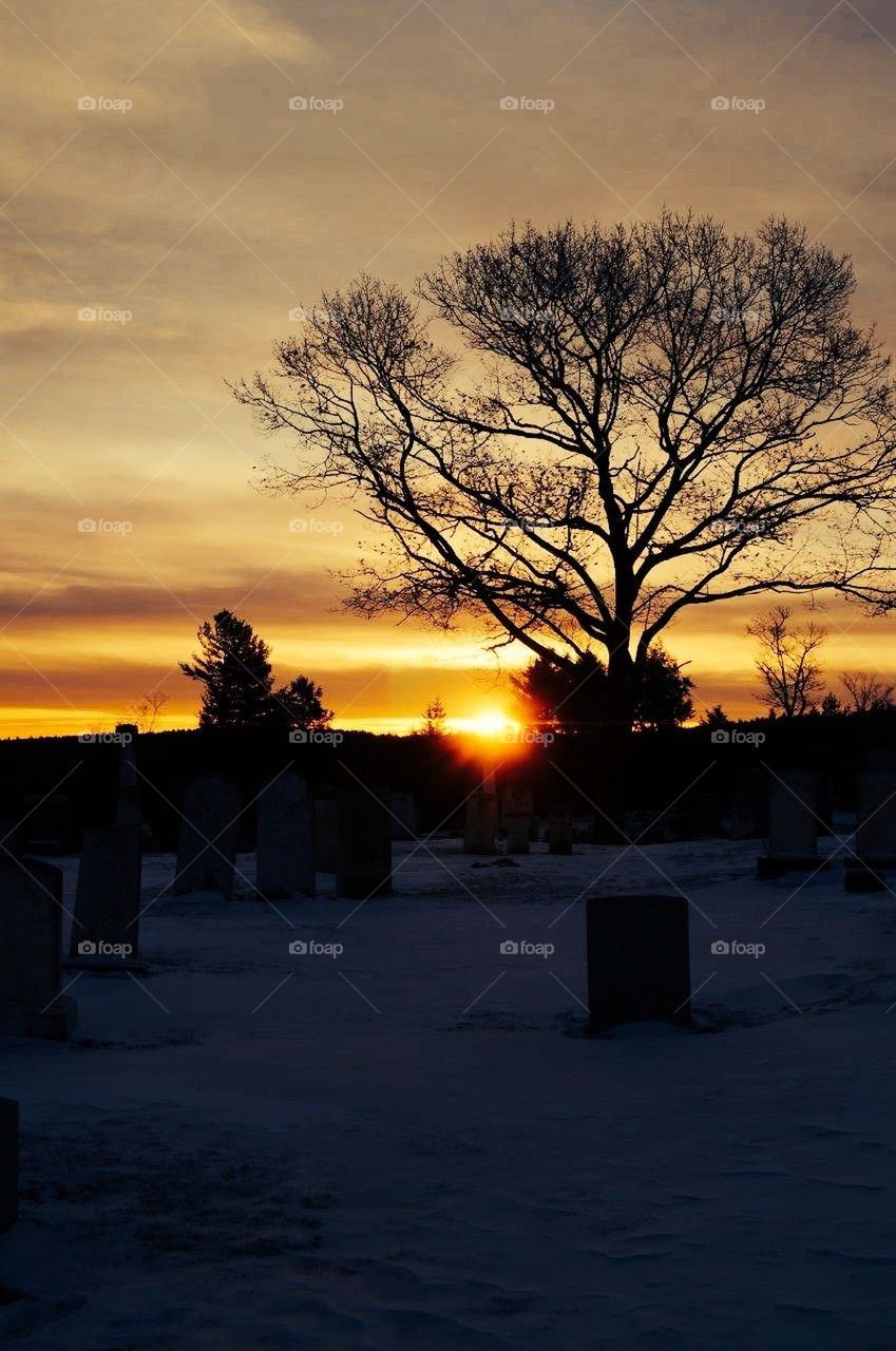 Graveyard sunset