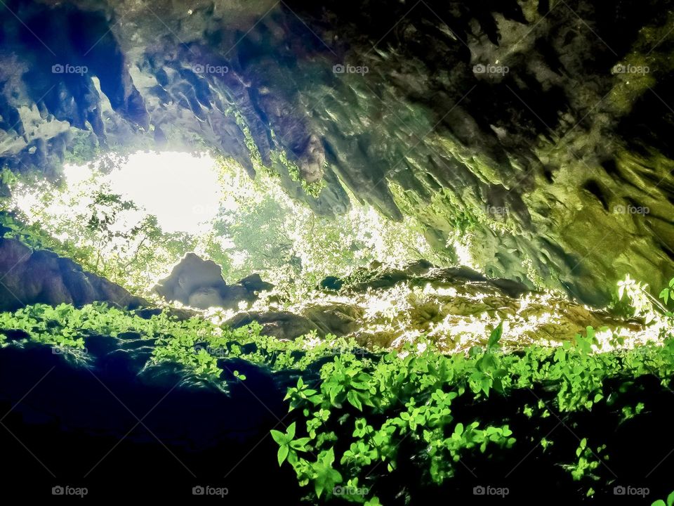 Inside the one of the caves at Parque Nacional de las Cavernas del Río Camuy in Puerto Rico.