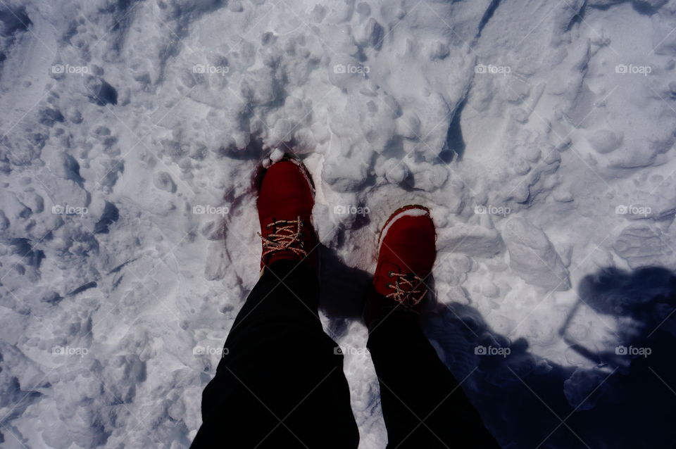 Walking through snow in Grindelwald, Switzerland