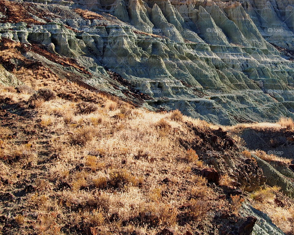 Fall colors enhance the natural unique colors of John Day Fossil Beds in Oregon. 